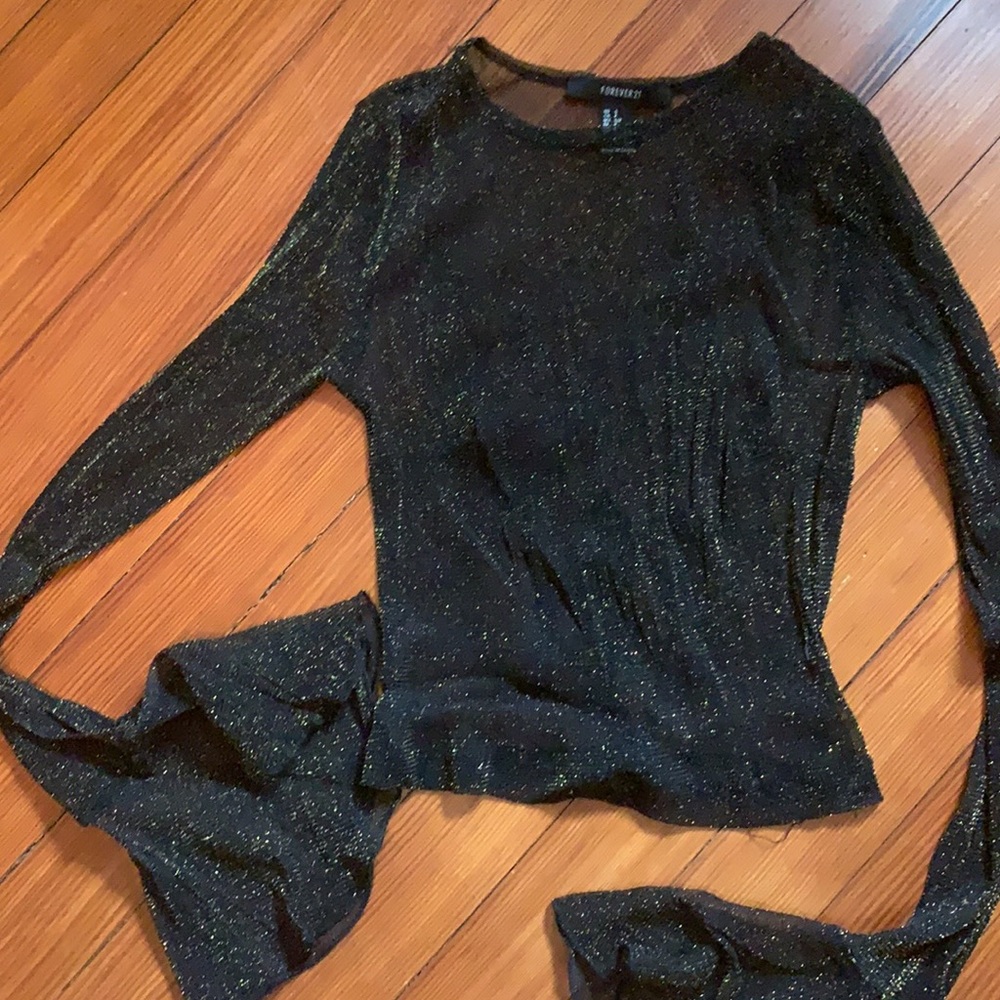 Gold and Black Sparkly Cropped Top